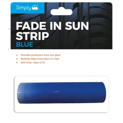 Image of Simply FAD02 Car Windscreen Fade Strip, Provides Protection From Sun Glare, Self Cling Easily Fit &amp; Remove Blue