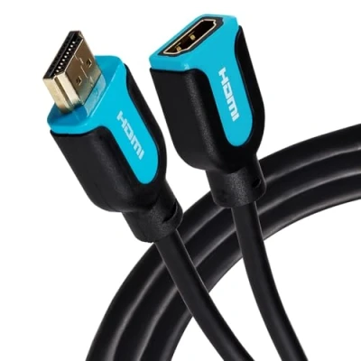 Image of Maplin HDMI Male To Female 4K Ultra Hd Extension Cable Black, 1.5m