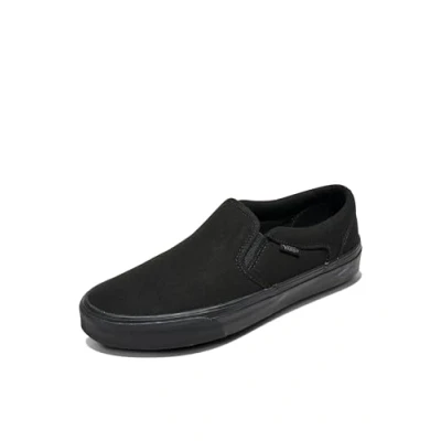 Image of Vans Men&#039;s Asher Trainers, Canvas Black Black, 6 UK