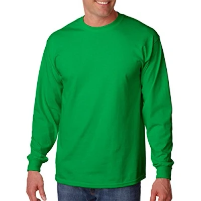Image of Gildan Mens Plain Crew Neck Ultra Cotton Long Sleeve T Shirt (S) (Irish Green)