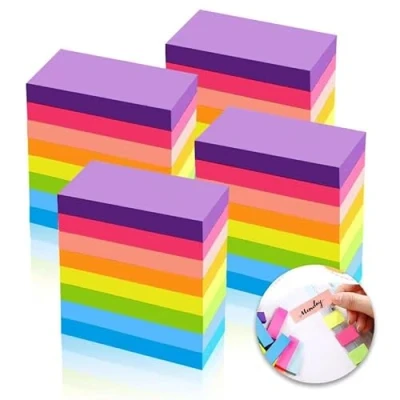 Image of Sticky Notes, 1600 Sheets 8 Colors Self Notes Pad, Colour Bright Post Stickies for Office Home School Meeting Super Notes(76mm x 26mm)