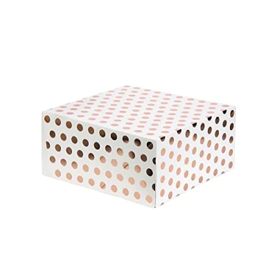 Image of Anniversary House 10 inch Rose Gold Cake Box, Polka Dot Foil Print, 12.7 x 26 CM, J102
