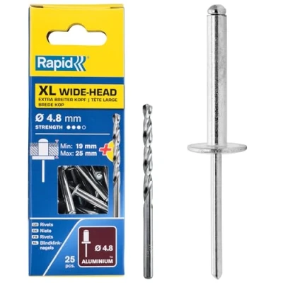 Image of Rapid XL Rivets Including Drill Bit, Ø4.8 x 30 mm, Pack of 25, 5000668