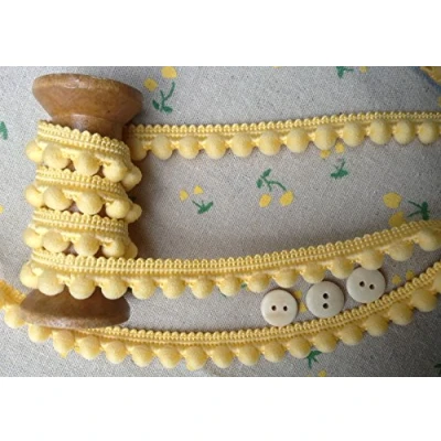 Image of Pearl POM BOBBLE TRIM PomPoms *Size MINI 10mm (0.4&quot;) *1m 26 colours (per meter) (Honey)