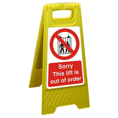 Image of Seco Sorry This Lift is Out of Order Floor Standing Sign, 300mm x 600mm Polypropylene