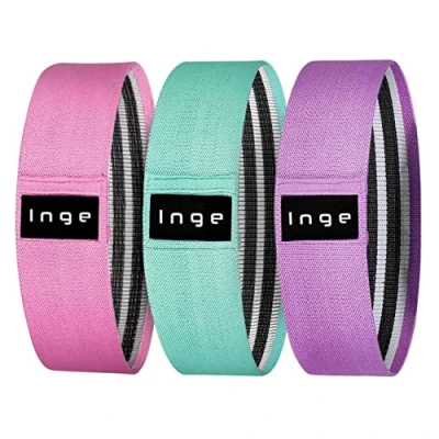 Image of Inge 3 Pack Fabric Resistance Bands Glute Non Slip Exercise for Strength Training Hips &amp; Glutes Premium Band Set