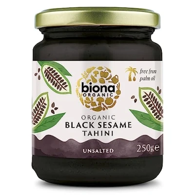 Image of Biona Organic Black Tahini 250g, Pack of 6 From 100% Sesame Seeds Rich &amp; Earthy Flavour Unsalted Suitable For Vegans Hummus, Dressings and Baking