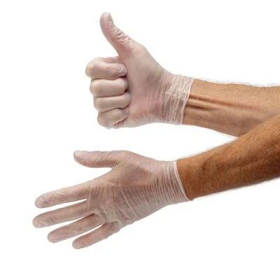 Image of Amtech Disposable Vinyl Gloves for Cleaning, Handling Food, Working, and More, Home DIY, Durable Tear Resistant, Powder Free Skin Friendly, Non Sterile (100) (L)