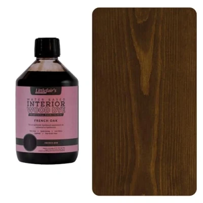 Image of Littlefair&#039;s Wood Stain Water Based 500 ml Indoor Furniture Light &amp; Dark Finishes Special Non Toxic Eco Friendly Formula for Crafts Colour: French Oak