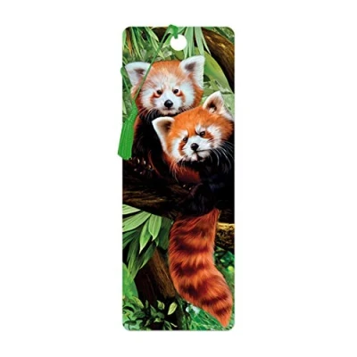 Image of 3D LiveLife Bookmark Red Pandas from Deluxebase. A Panda with lenticular Artwork Licensed Renowned Artist Katrina Sokolo