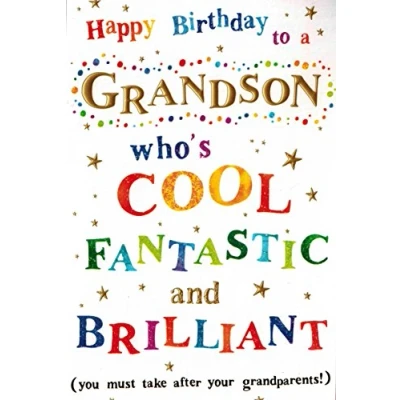 Image of Grandson Birthday Card (PR 2259) From The Catching Rainbows Range Embossed With A Foil Finish