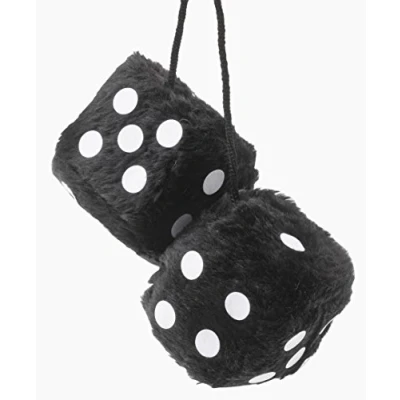 Image of Sumex Branded Home &amp; Car Mirrior Hanging Fluffy Furry Dice (Black with White Spots)
