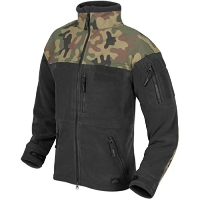 Image of Helikon Tex Classic Army Fleece Jacket Navy, BLACK/PL WOODLAND, XXXL/Regular