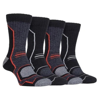 Image of 4 Pair Black / Charcoal Amber Technical Boot Socks Men&#039;s 6 11 Mens Storm Bloc