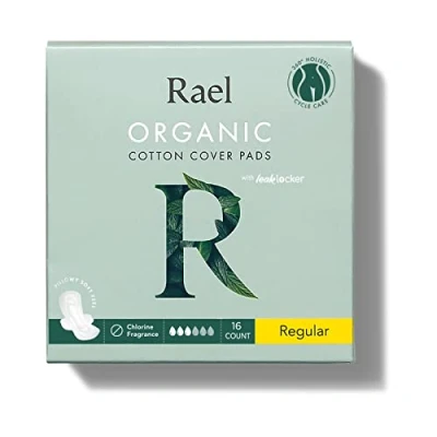 Image of Rael, Organic Cotton Cover Pads, Regular, 14 Count