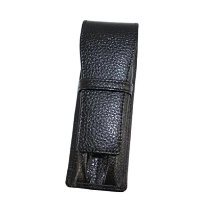 Image of New Gullor Genuine Leather Pen Case for 2 Pens Black