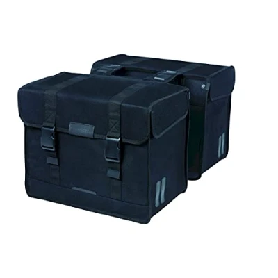 Image of Basil Double Bicycle Bag Kavan Eco Classic Black 68 litres Organic Canvas