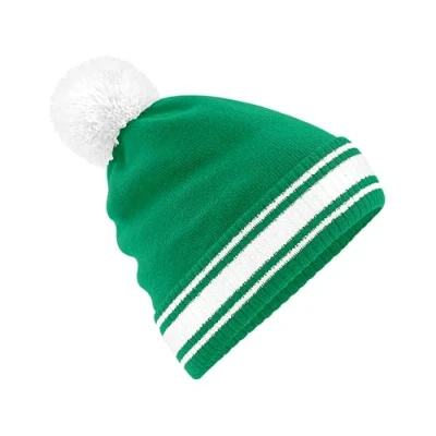 Image of Beechfield Double Layer Knit Stadium Beanie Kelly Green/White