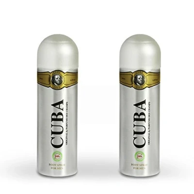 Image of Cuba Paris, Gold Deodorant Spray, Body 200 ml pack of 2 [Misc.]