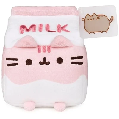 Image of GUND Pusheen Strawberry Milk Plush Cat Stuffed Animal for Ages 8 and Up, Pink/White, 6