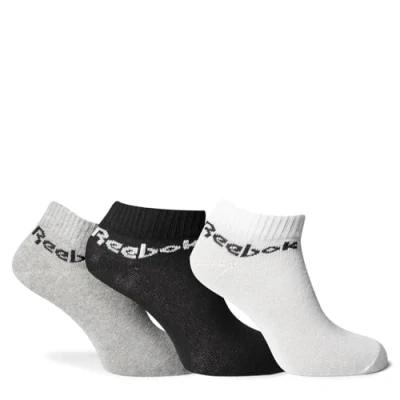 Image of Reebok UNISEX Active Core 3 Pairs CREW SOCKS, white/black/medium grey heather, M