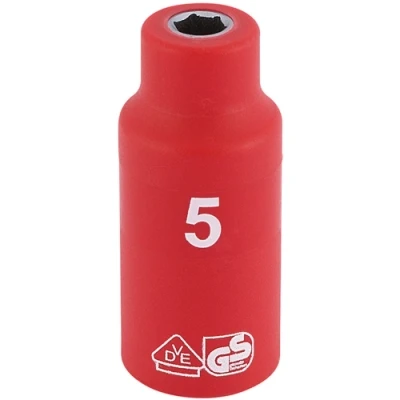 Image of Draper Fully Insulated VDE Socket, 1/4&quot; Sq. Dr., 5mm