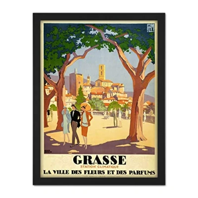 Image of Broders Grasse Flower Perfume City Travel Advert Large Framed Art Print Poster Wall Decor 18x24 in