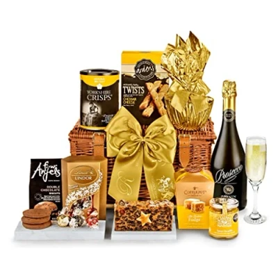 Image of Luxury Prosecco Gift Set Highbury Hamper with Cheese Twists, Chocolate Biscuits, Fruit Cake Gifts for Her, Celebration Hamper, from Regency Hampers