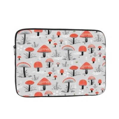 Image of Cartoon Mushrooms Printed Laptop Sleeve For 17 Inch Laptop, Shockproof Oxford Fabric Protective Case Bag