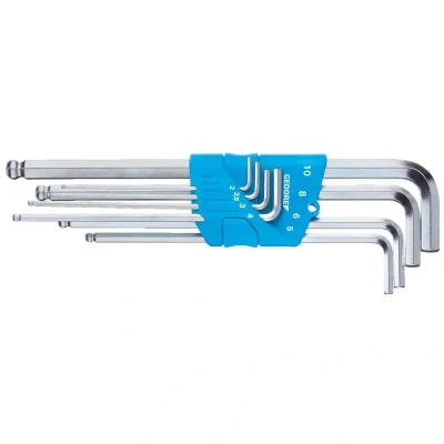 Image of GEDORE Key set, 8 pc., Extra long, for Allen screws, Ball head, AF 2 10 mm, H 42 KEL 88