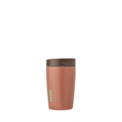 Image of Owala SmoothSip Slider Insulated Stainless Steel Coffee Tumbler, Reusable Iced Cup, Hot Travel Mug, BPA Free 12 oz, Grey/Brown (Cozy Cocoa)