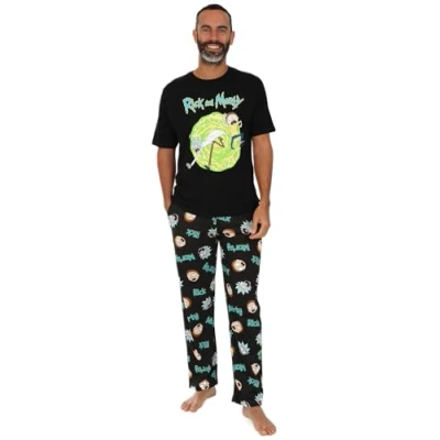 Image of Rick and Morty Mens Long Pyjama Set (XX Large) Black