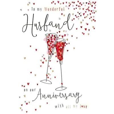 Image of STUNNING TOP RANGE HANDMADE WONDERFUL HUSBAND ANNIVERSARY GREETING CARD