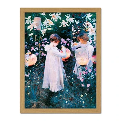 Image of John Singer Sargent Carnation Lily Rose Painting Artwork Framed Wall Art Print 18X24 Inch