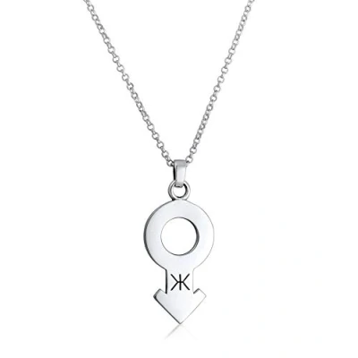 Image of Kuzzoi Men&#039;s Necklace with Mars Symbol Pendant (27 mm) in Shiny Look Logo Oxidised, Solid Chain for Man or Boyfriend, Feminine Made of 925 Sterling Silver, Length 60 cm, Silver