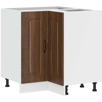 Image of vidaXL Kalmar Kitchen Corner Base Cabinet Brown Oak Engineered Wood Adjustable Feet 75.5 x 81.5 cm Modern Style