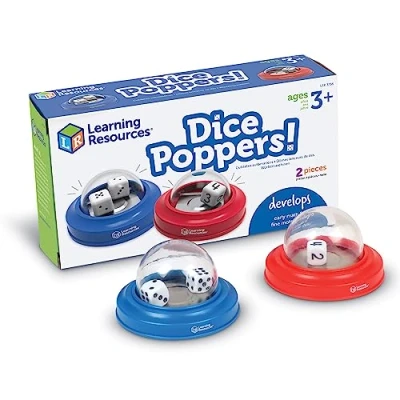 Image of Learning Resources LER3766 Poppers (Set of 2) The Fun, Easy Way to Roll Dice for Games &amp; Maths Learning, Ages 3+, Mehrfarbig/Meereswellen (Ocean Tides)