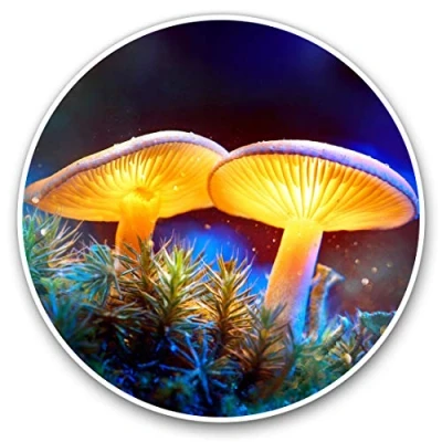 Image of Vinyl Stickers (Set of 2) 15cm Magic Glowing Mushrooms Fantasy Laptop Tablet Luggage Scrapbook #14811