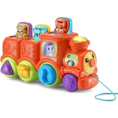 Image of VTech Pop &amp; Sing Animal Train Push Pull Toy With Sounds Music Suitable for Ages 6 36 Months, English Version