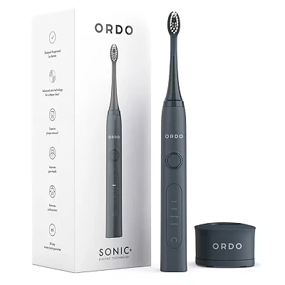 Image of Ordo Sonic+ Electric Toothbrush for Adults, Advanced Smart Tech, 4 Brushing Modes, Fast Rechargeable Sonic Toothbrush, 4+ Weeks Battery Life, Silicone Polishing Element, USB Charger, Charcoal Grey