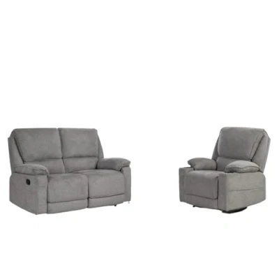 Image of More4Homes SYDNEY 1+2 SEATER FABRIC MANUAL RECLINER SOFA SET (Grey)