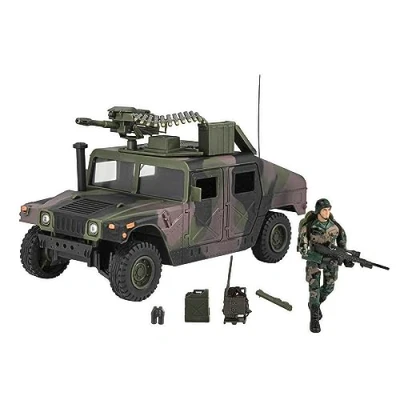 Image of World Peacekeepers from Peterkin 26cm Humvee Assault Vehicle with Military Figures and Accessories 1:18 Scale Action &amp; Ages 3+ , Green