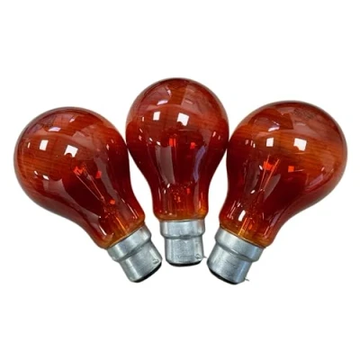Image of Unibulb Fireglow Red Light Bulbs, 40W, GLS B22 Bayonet, 390 Lumens, Dimmable, Pack of 3