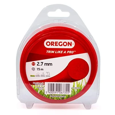 Image of Oregon String Trimmer Line, Replacement Nylon Strimmer Wire for Grass Trimmers &amp; Brushcutters, DIY Gardening, Universal Fit, All Purpose, Round Cord, 2.7mm x 15m Spool, Red (69 380 RD)
