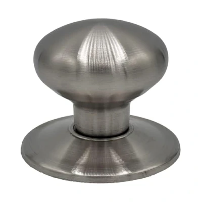 Image of Micel 11904 Plain Knob for Entry Doors, Round, Stainless Steel Finish, Attached to Plate, Diameter 70 mm