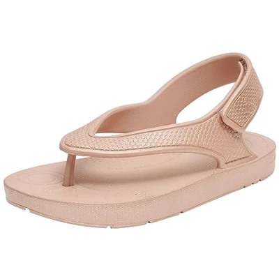 Image of Fitflop Boy&#039;s Unisex Kids Iqushion Sandal with Backstrap Solid Flip Flop, Rose Gold, 8 UK Child