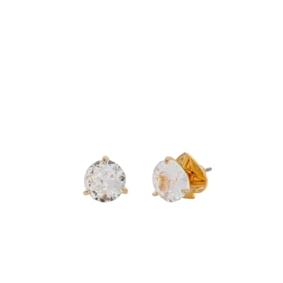 Image of Kate Spade New York Trio Prong Studs, Clear/Gold