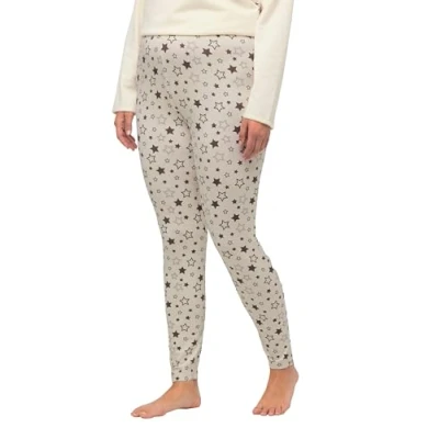 Image of Ulla Popken Women&#039;s Cosy Jersey Leggings Printed, Chalk, 50W / 32L