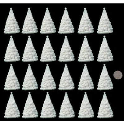 Image of 24 x Edible 3D Christmas Trees icing toppers, cake cupcakes decorations (Bespoke)