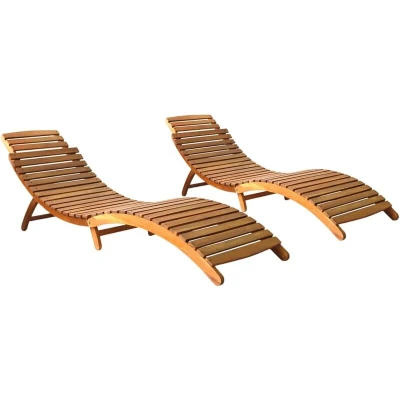 Image of vidaXL Sun Loungers 2 pcs Solid Acacia Wood
